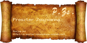 Preszter Zsuzsanna névjegykártya